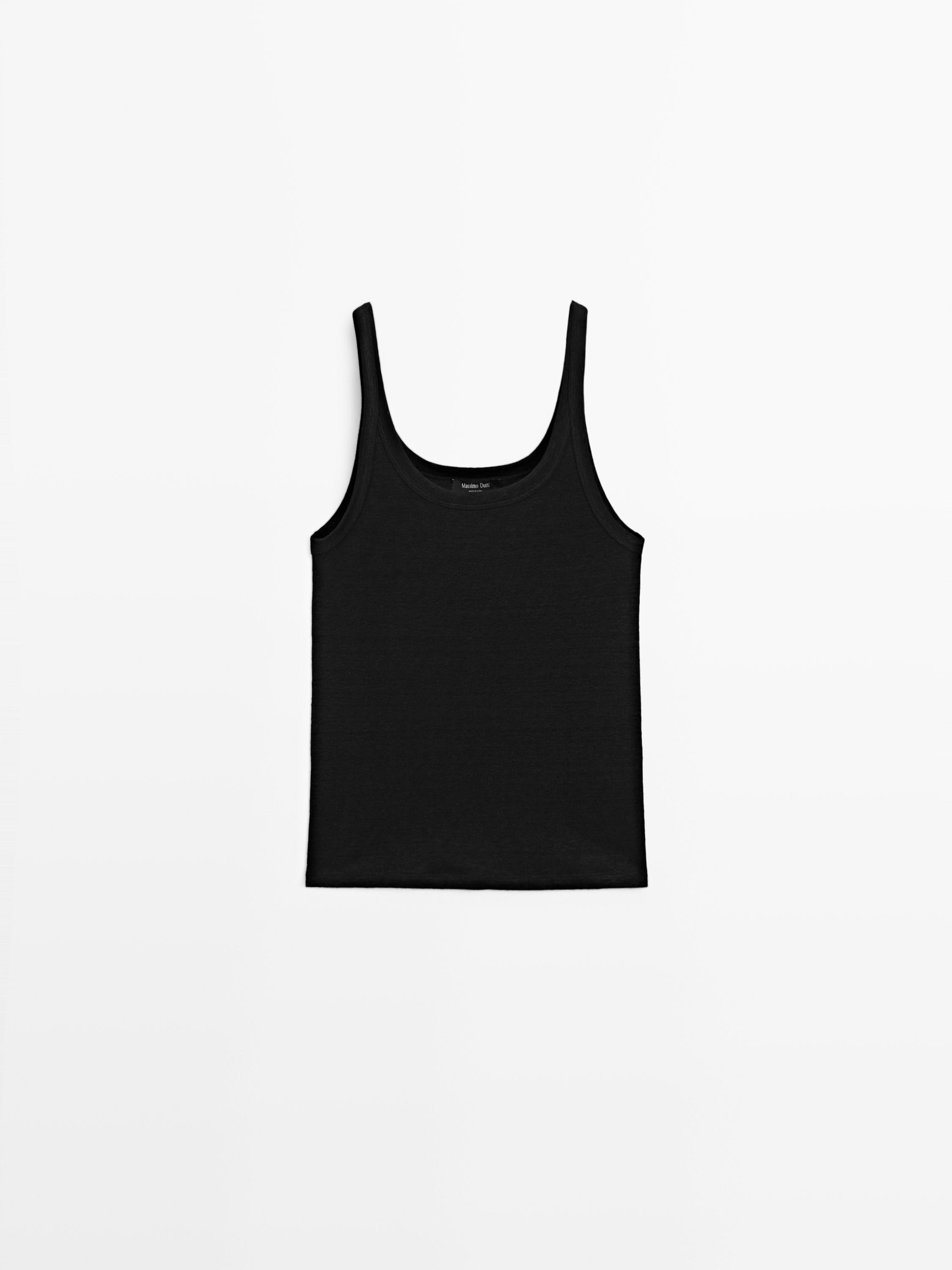 Linen blend strappy top